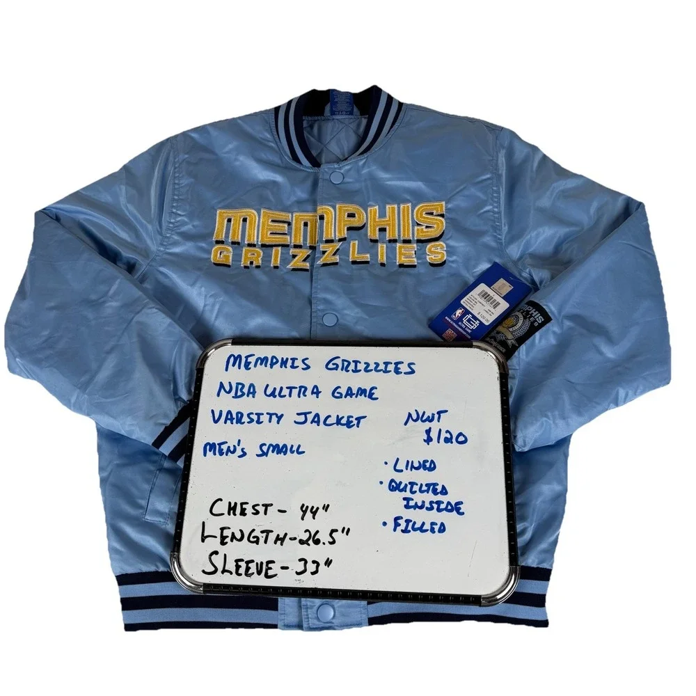 Memphis Grizzlies NBA Ultra Game Retro Varsity Jacket Men's Small Blue New $120